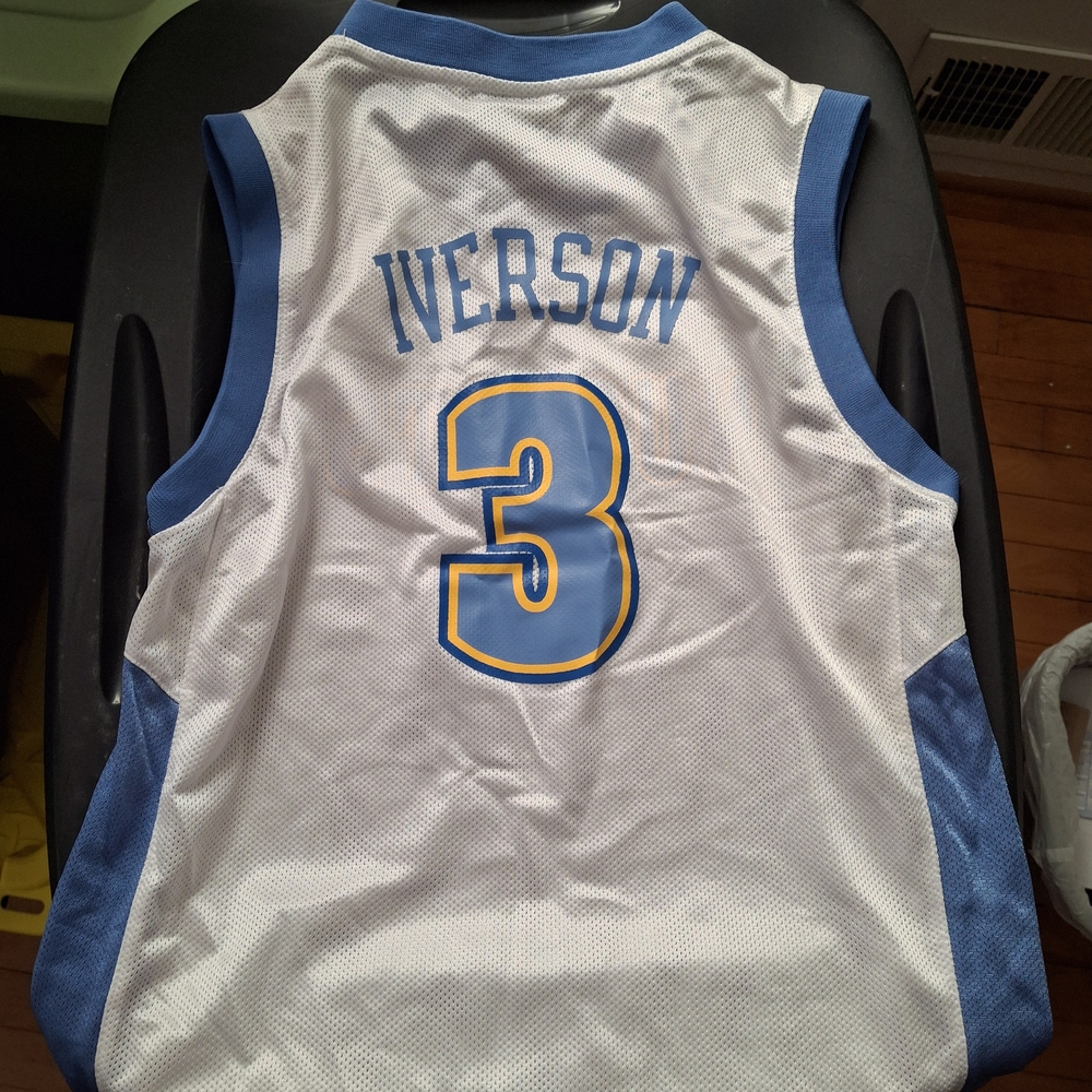 Iverson Basketball Jersey in White and Blue